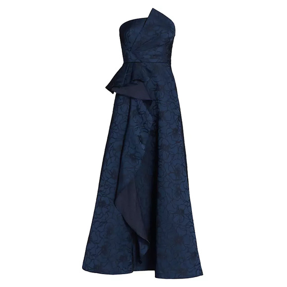 ML Monique Lhuillier Dresses & Skirts - Ml Monique Lhuillier Elegant Blue Sea Floral Jacquard Ballgown Size 2